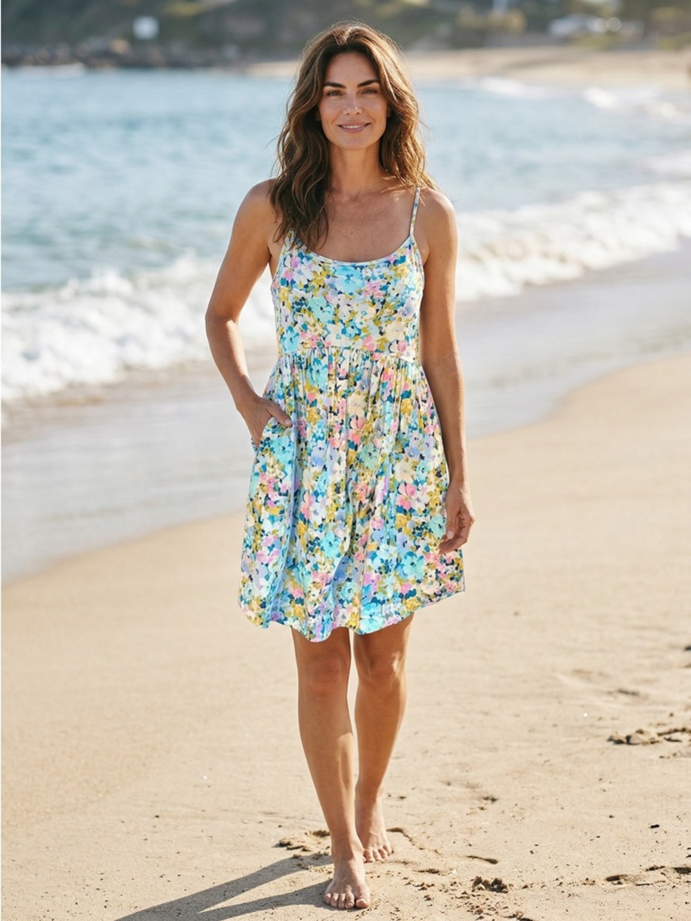 Floral Spaghetti Strap Dress- Multi